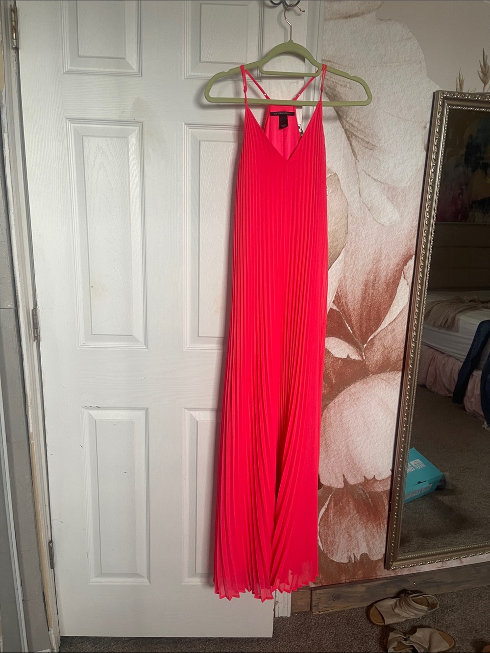 Victoria's Secret Bright Pink Pleated Maxi Dress